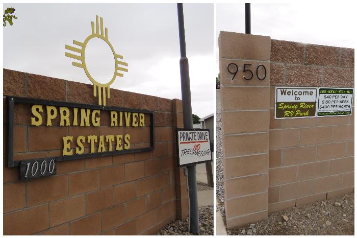 Entrances to Spring River Estates and Spring River RV Park