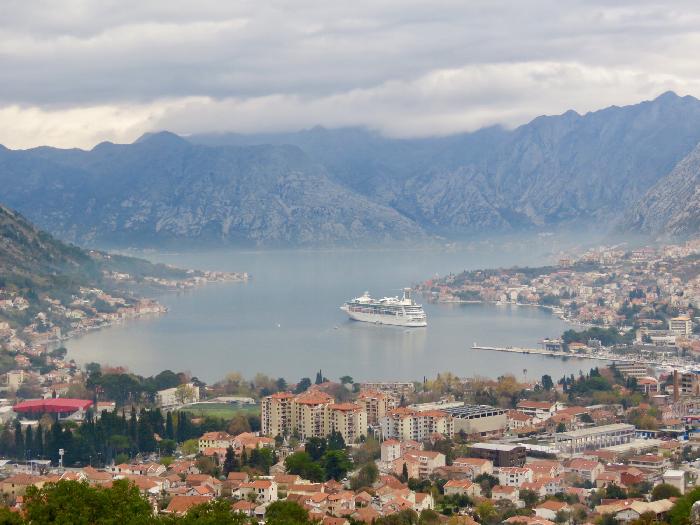 Rhapsody of the Seas anchored in the Bay of Kotor