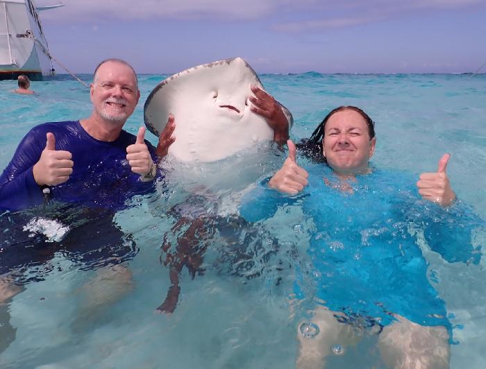 Thumbs Up with a Smiling Orion - Photo Courtesy of Stingray City