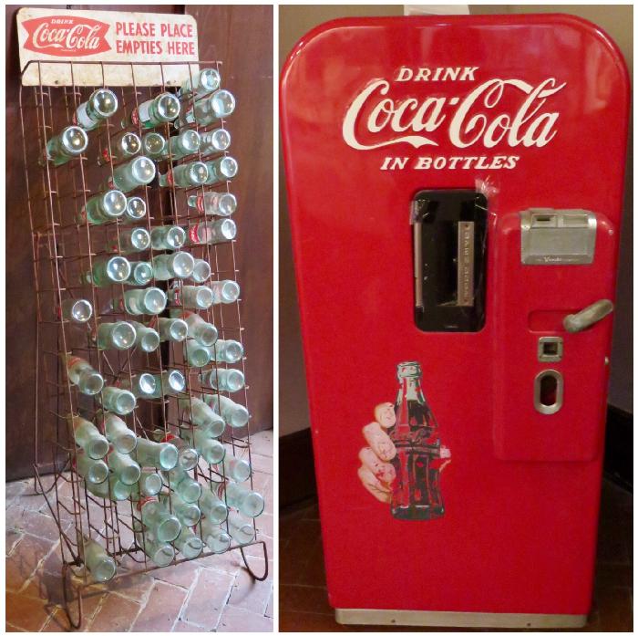 Vintage Bottle Rack and Coca-Cola Vending Machine