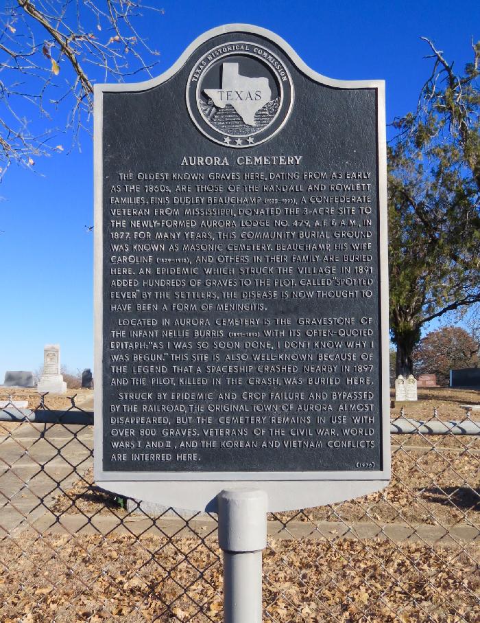 Historical Marker at Aurora Cemetery