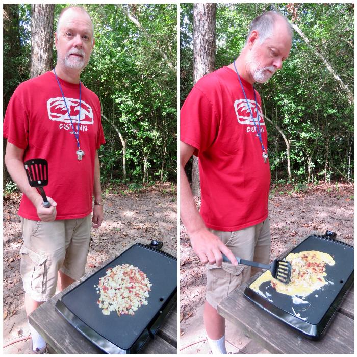 Cooking Breakfast Tacos on our Griddle