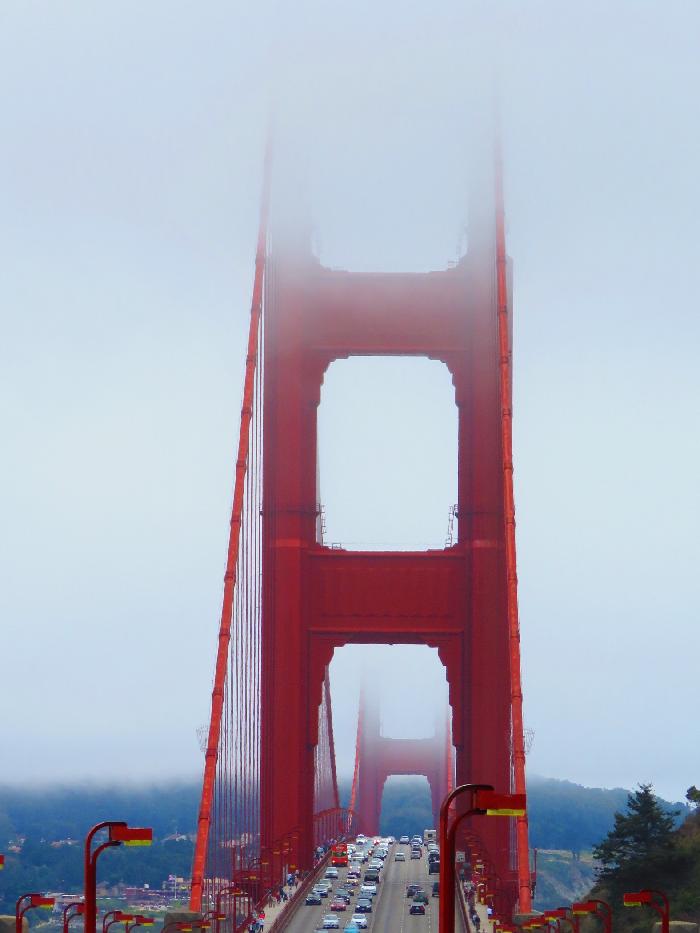 Straight-on View of Golden Gate Bridge Traffic