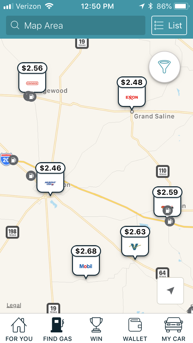 Gas Options by Map