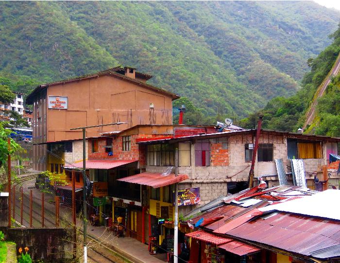 Restaurants and Hotels along the Train Tracks in Aguas Calientes