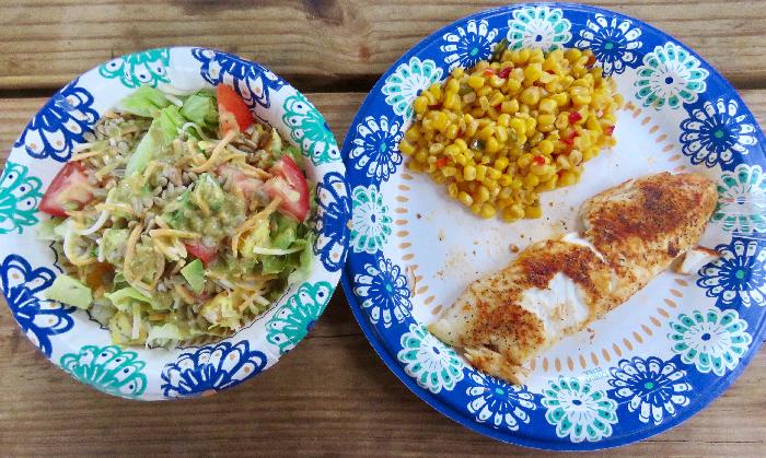 Easy Grilled Tilapia with Mexicorn and Side Salad