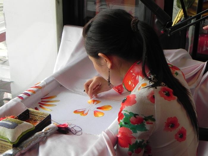 Working at the Silk Embroidery Factory