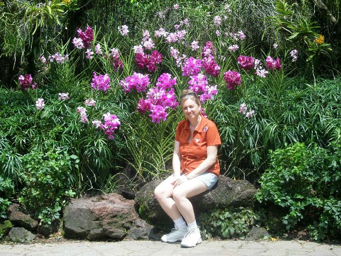 Stacy at the National Orchid Garden