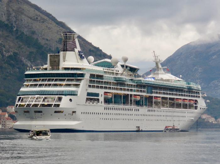 Royal Caribbean Rhapsody of the Seas anchored in Kotor, Montenegro