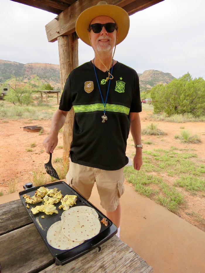 Cooking Breakfast on the Griddle at Palo Duro Canyon State Park