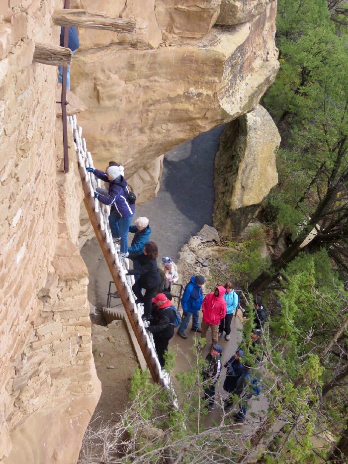 Climbing up to Balcony House in Mesa Verde National Park