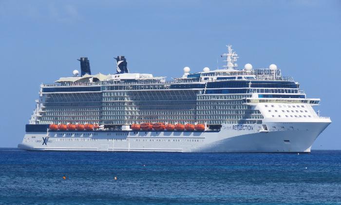 Celebrity Reflection anchored near George Town, Grand Cayman