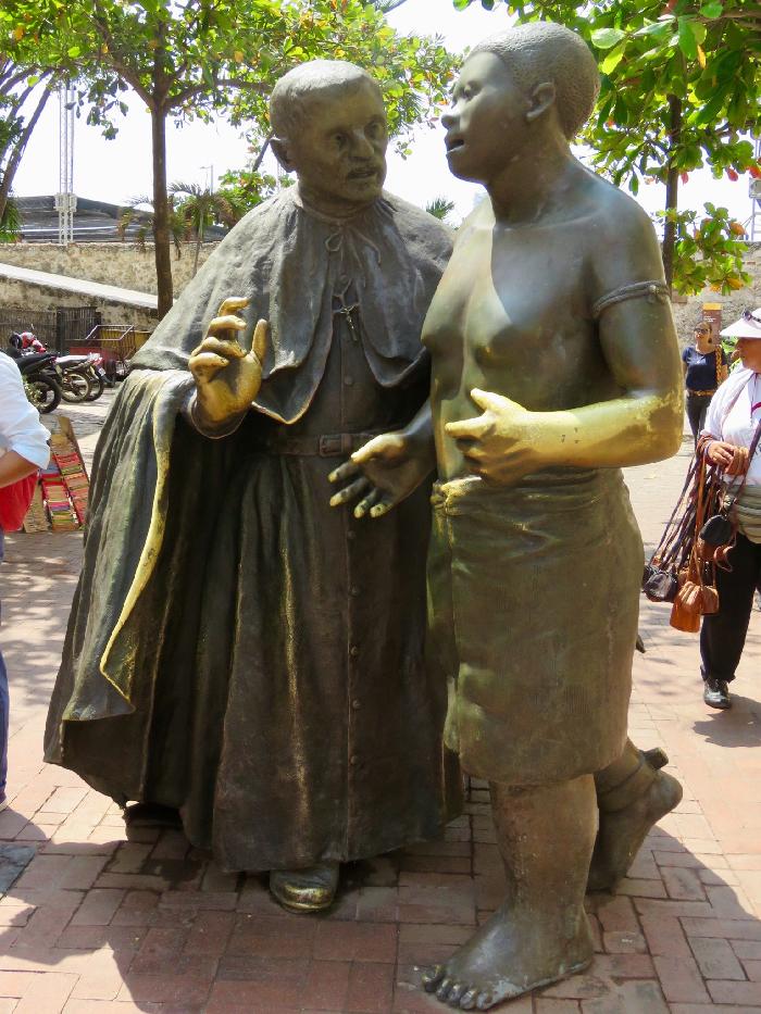 San Pedro Claver Statue in Cartagena's San Pedro Claver Plaza