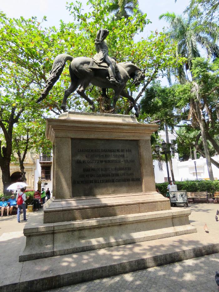 Statue of Simon Bolivar in Cartagena's Bolivar Park