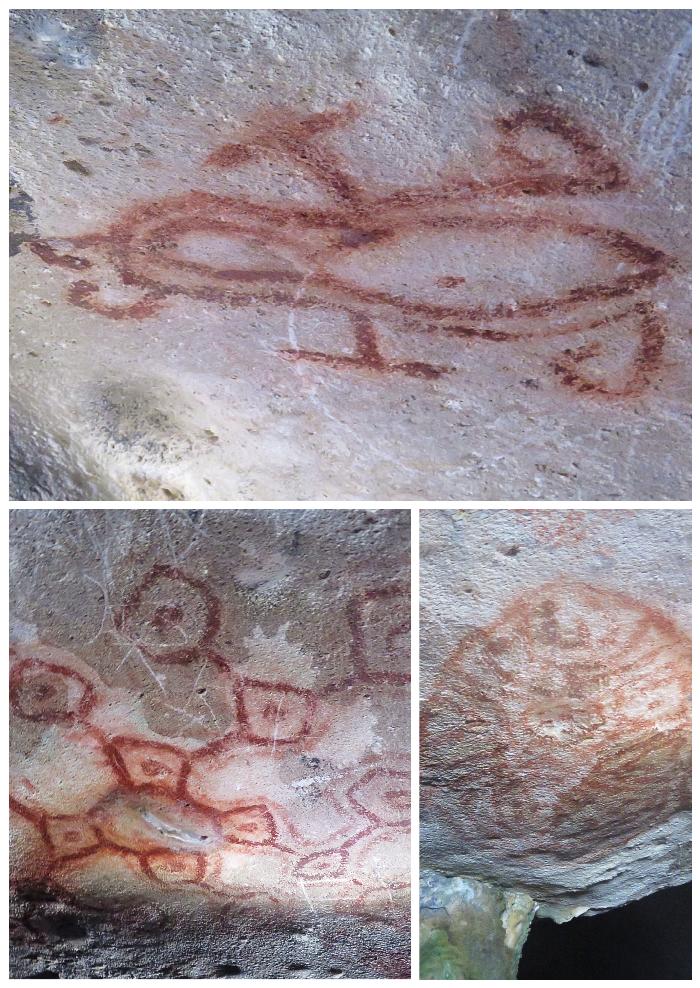 Indian Pictographs inside Fontein Cave