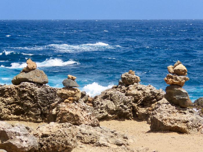 Stacked Rocks near Aruba's Natural Bridge