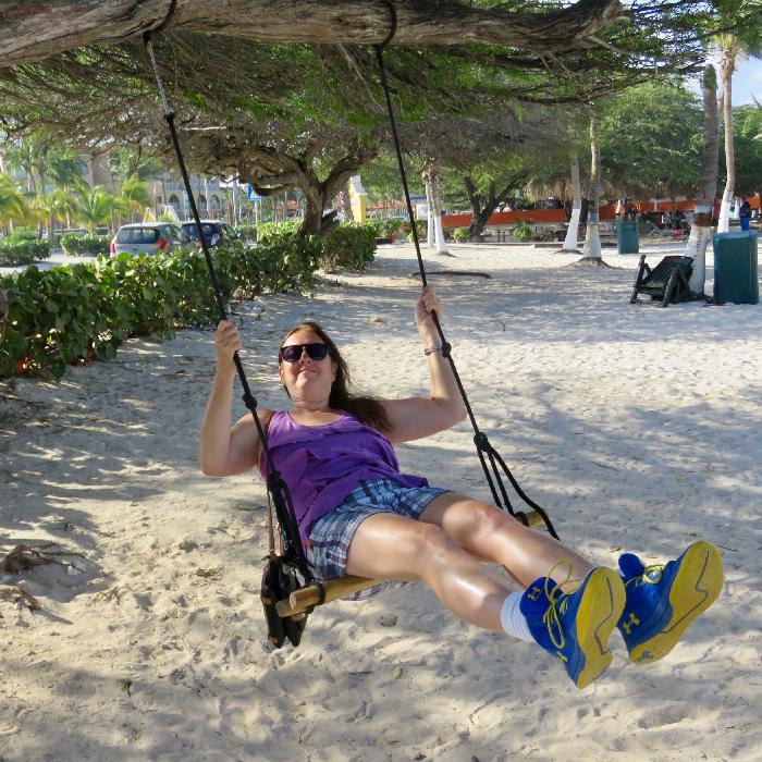 Swinging at Eagle Beach