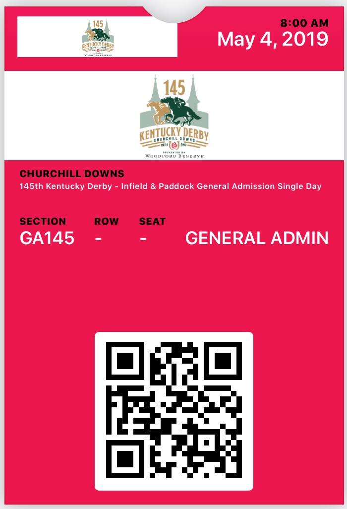 Mobile Ticket for 2019 Kentucky Derby