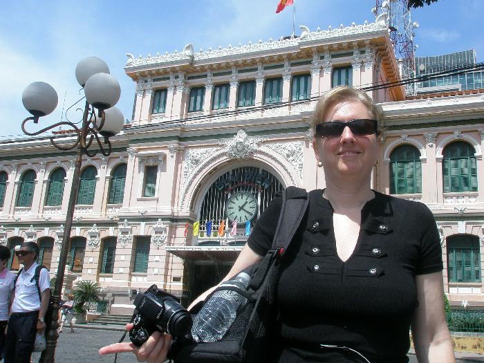 Stacy at the Saigon Central Post Office