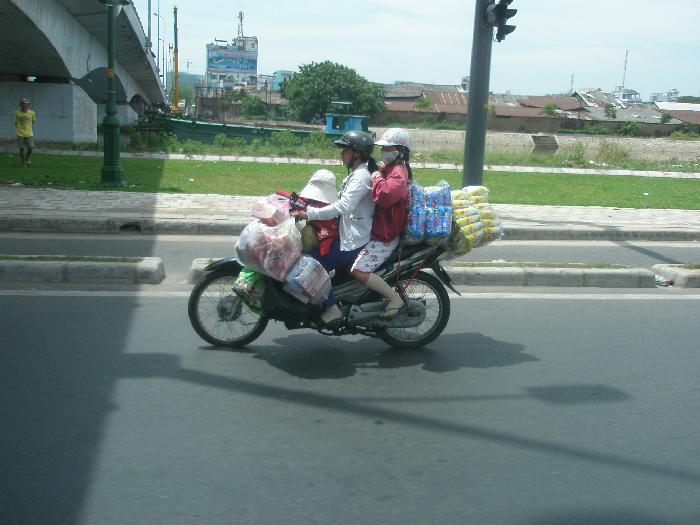 Families Shopping by Motorcycle