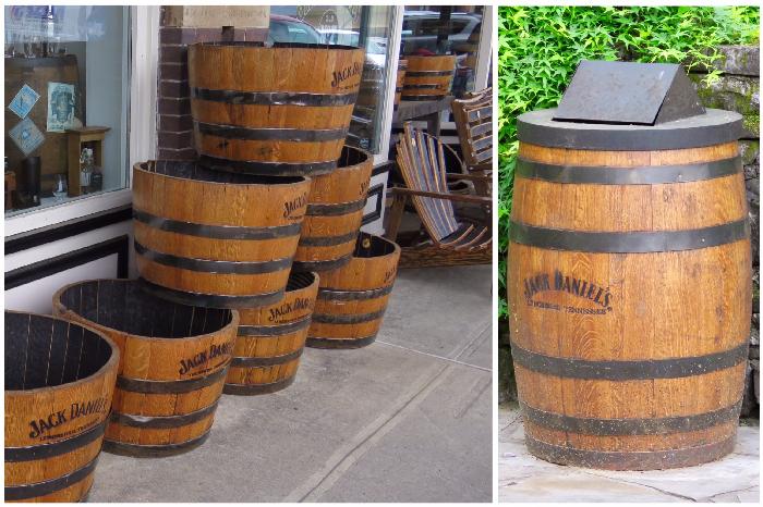 Whiskey Barrel Planters, Chairs and Trash Cans