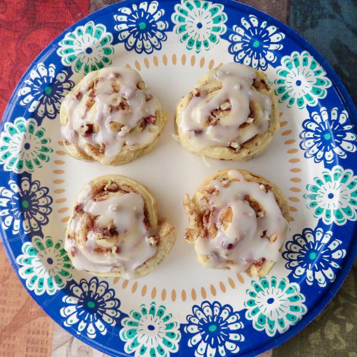Iced Cinnamon Rolls with Pecans