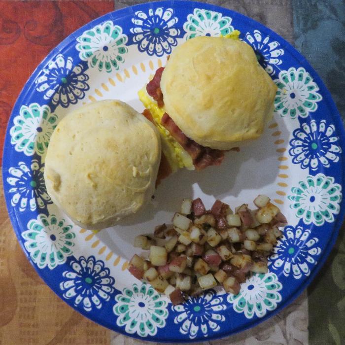 Bacon, Egg & Cheese Biscuits with Breakfast Potatoes