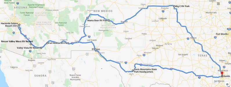 Map of our Journey