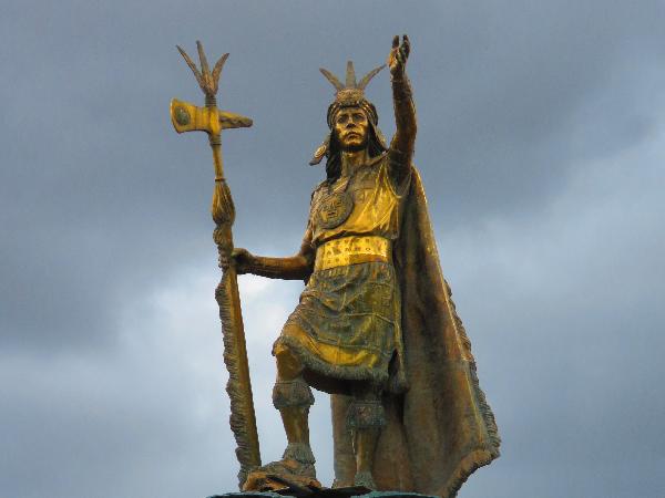 Great Statue of the Inca Warrior in the Cuzco Plaza de Armas