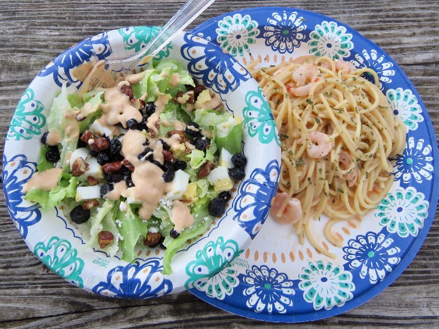 Bang Bang Shrimp Pasta with Side Salad - Ready to Eat!