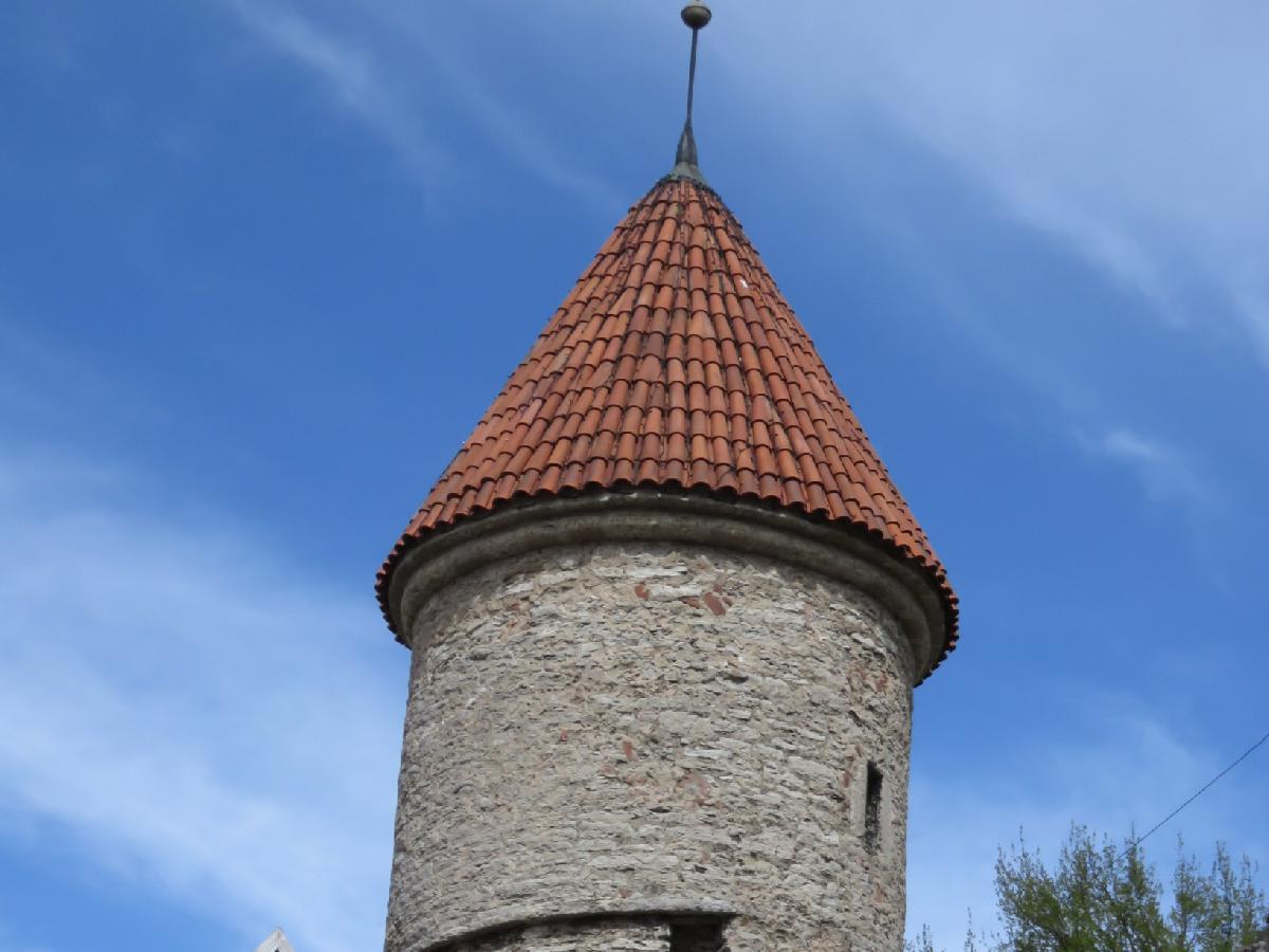 Imposing Fortress Tower Over Tallinn, Estonia