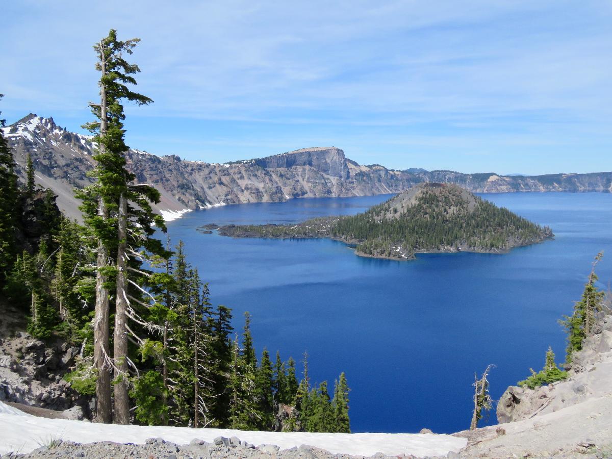 Volcanic Eruption in Crater Lake Formed Wizard Island