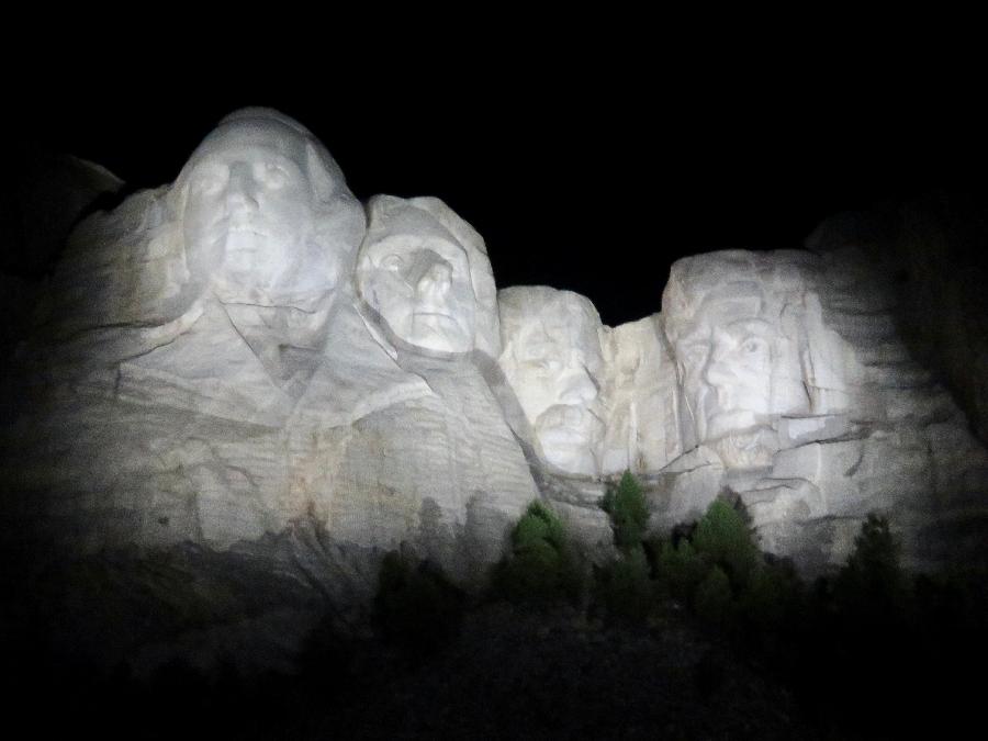 The Presidents All Lit Up at Night 