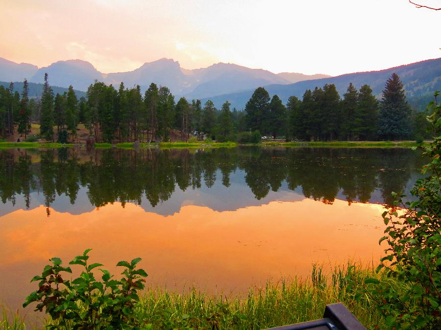 Sunset over Sprague Lake in Rocky Mountain National Park