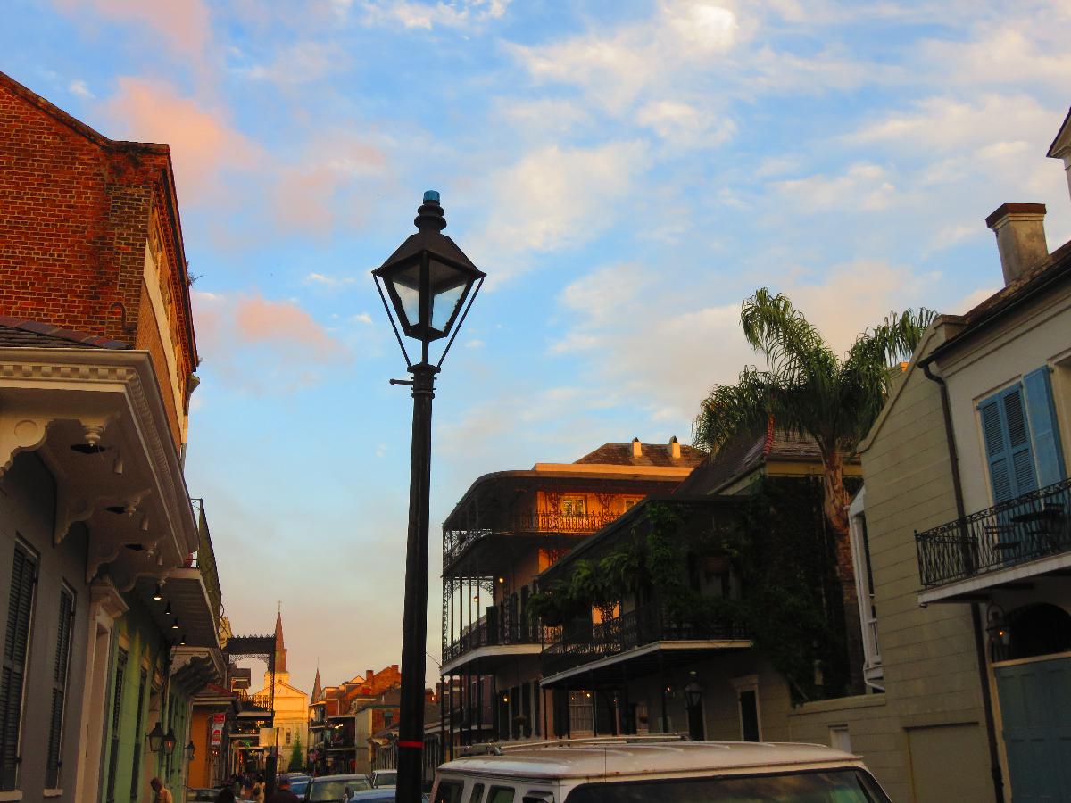 Sun Setting Over New Orleans French Quarter