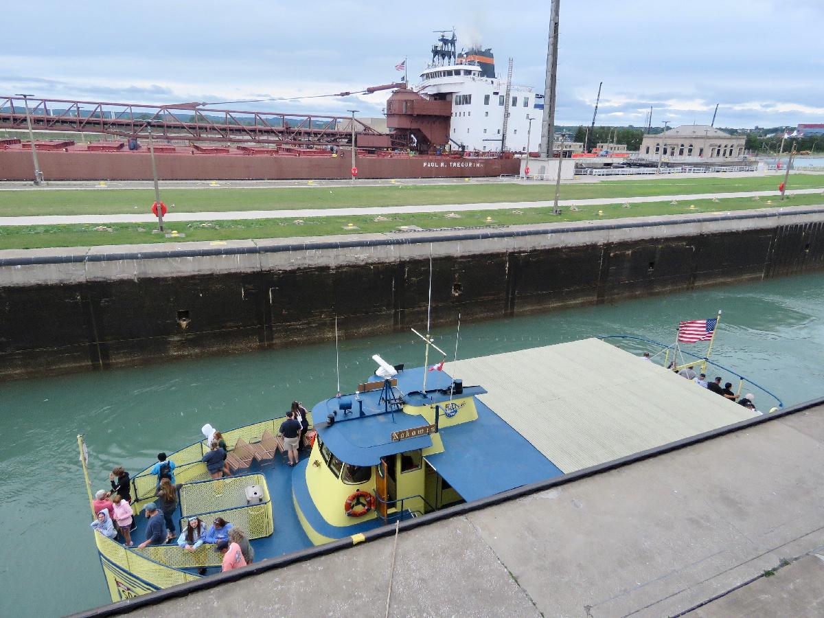 Queen of the Lakes Traverses Sault Ste. Marie's Poe Lock 