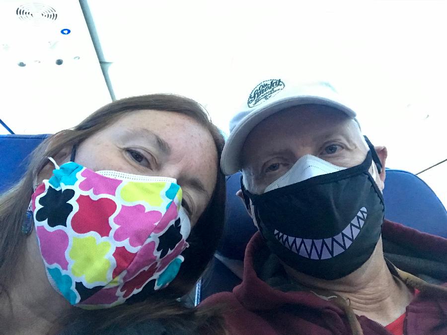 Double-Masked on Our First Flight in 15 Months!