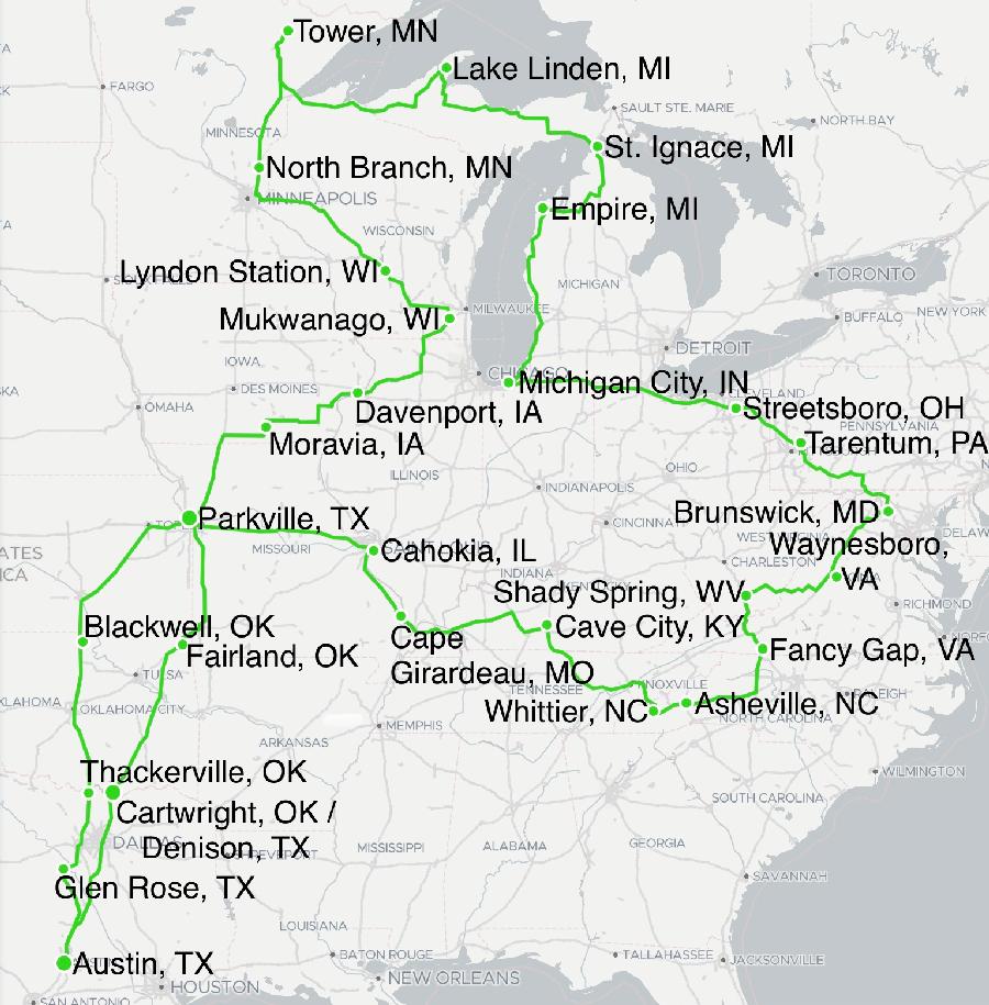 Round Trip Route from Austin, TX