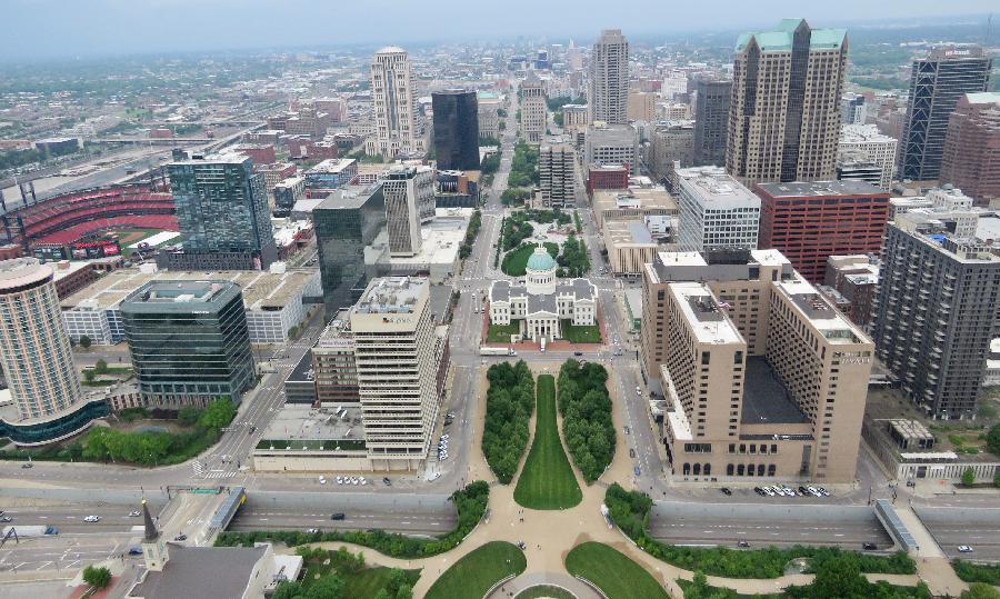 Looking Down Upon St. Louis from the Top of the Gateway Arch