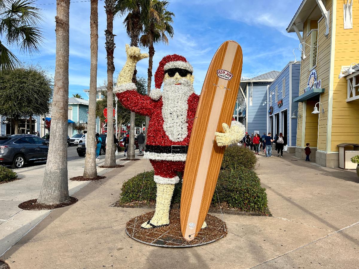 Sunglasses, Shorts, Sandals, a Surf Board and Santa!