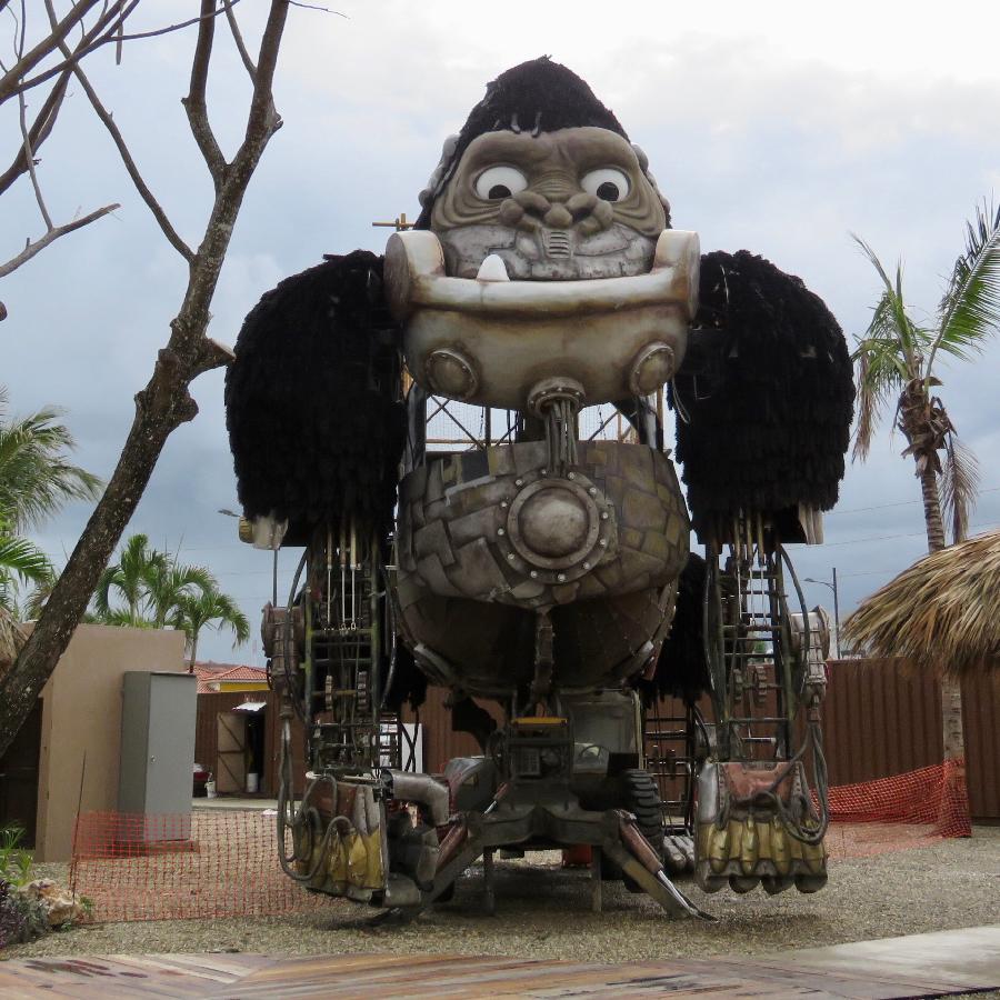 Huge Mechanical Monkey at Entrance to Monkey Island