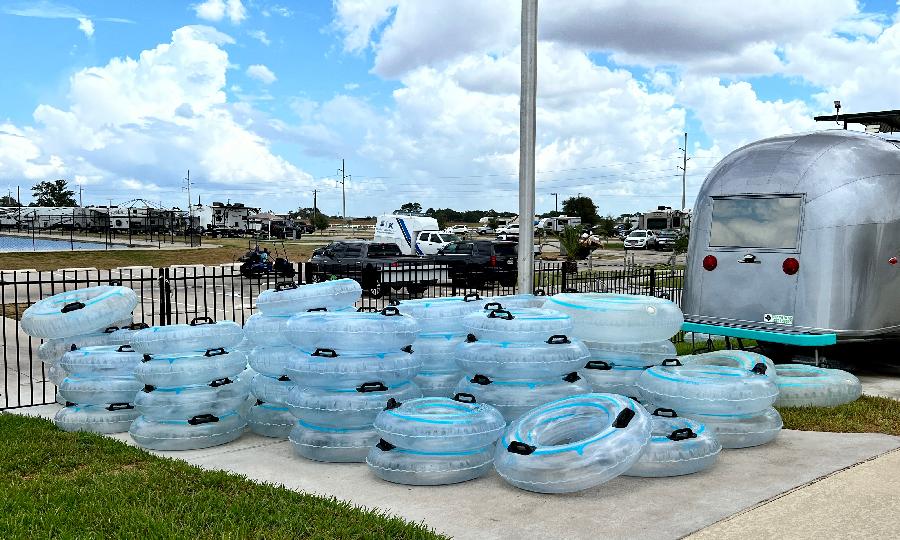 Plenty of Tubes Available for Floating along the Lazy River