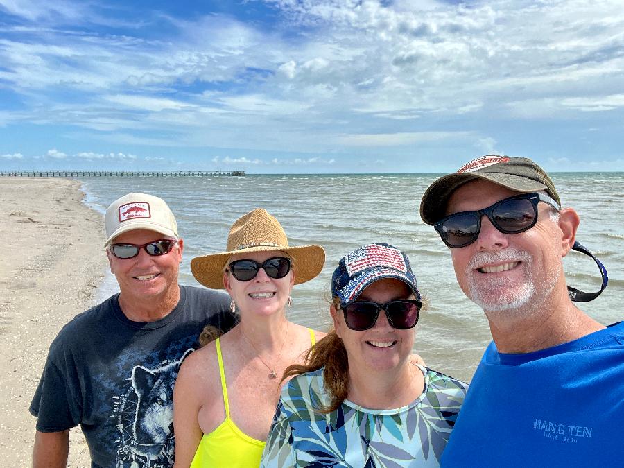 Strolling along Port O'Connor's King Fisher Beach with Friends 