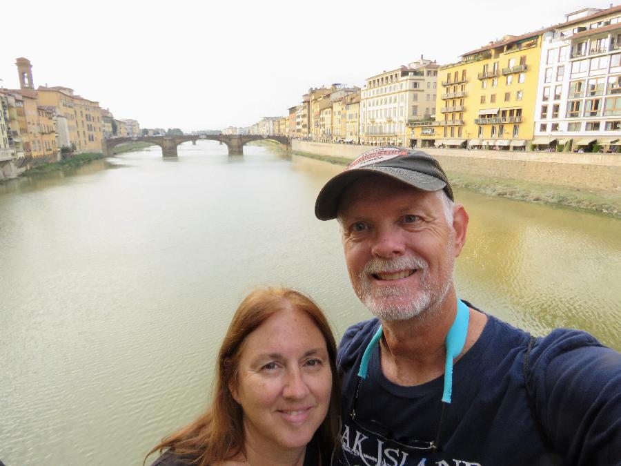 A Brief Pause as We Crossed Florence's Arno River