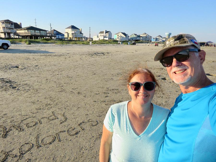 Strolling on Galveston's Sandy Beach