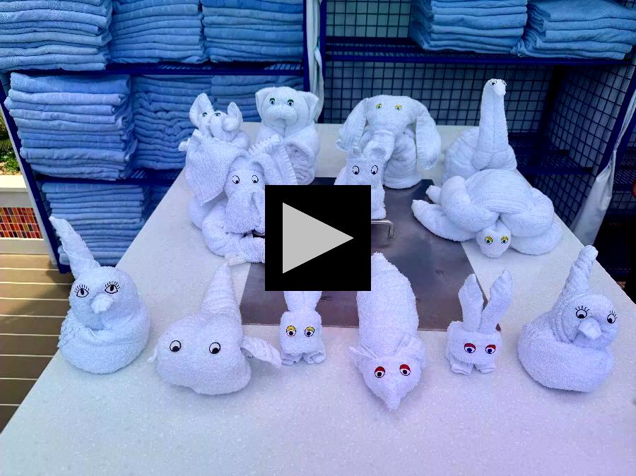 A Menagerie of Towel Animals on Utopia of the Seas