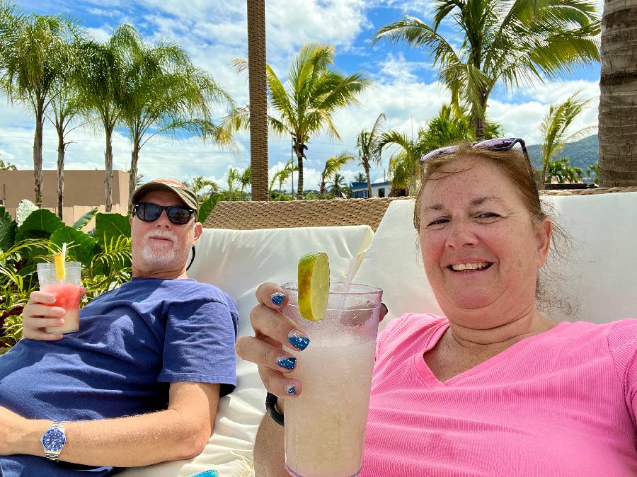 Enjoying an Adult Beverage at Taino Bay's Beach Club
