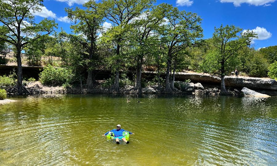 Floating in Upper Falls Pool at McKinney Falls State Park