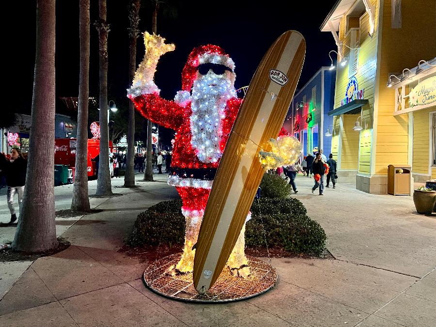 Santa in Sunglasses, Shorts and Flip Flops ... with his Surfboard, Of Course!